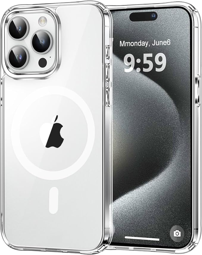 MOCCA Strong Magnetic for iPhone 15 Pro Case Clear, [Non-Yellowing][Compatible with Magsafe][Military Drop Protection] Slim Shockproof Protective Phone Case for iPhone 15 Pro Phone Case 6.1",Clear