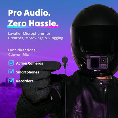 Purple Panda Wired Lavalier Microphone Omnidirectional – Attachable Lapel Mic Compatible with GoPro, DJI, Insta360, Tablet, iPad, DSLR, Camera, Ideal for Social Media Content Creators