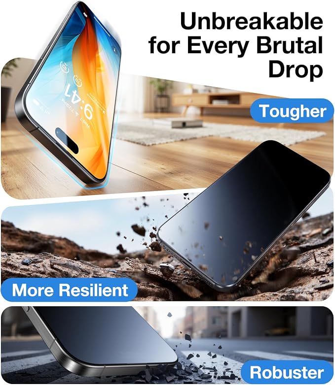 UltraGlass UNBREAK TOP 9H+ Glass for iPhone 16 Pro Max Screen Protector [NO.1 Military Grade Shatterproof] Screen Protector 16 ProMax Tempered Glass [Longest Durable] Full Edge Coverage, 2 Pack