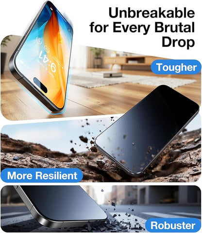 UltraGlass UNBREAK TOP 9H+ Glass for iPhone 16 Pro Max Screen Protector [NO.1 Military Grade Shatterproof] Screen Protector 16 ProMax Tempered Glass [Longest Durable] Full Edge Coverage, 2 Pack