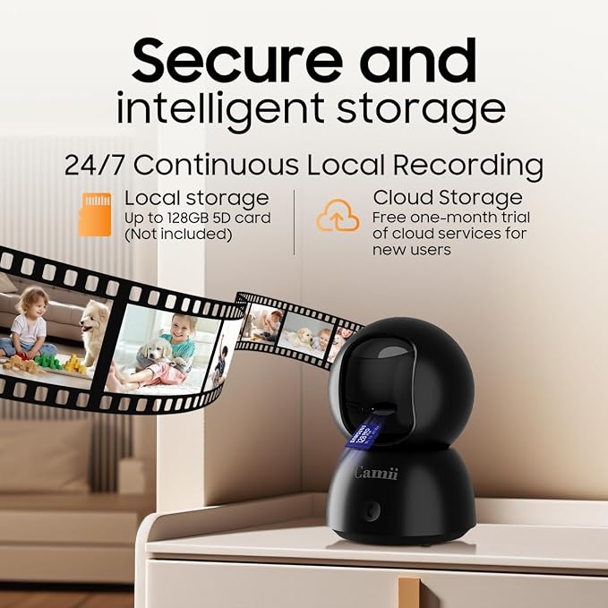 2K Security Camera Indoor, 2.4G & 5G WiFi Pet Camera for Home Security, Pet/Dog/Elder/Baby Camera with Phone App, Night Vision, Cloud/SD Card Storage, 2-Way Audio, Motion Detection, Black