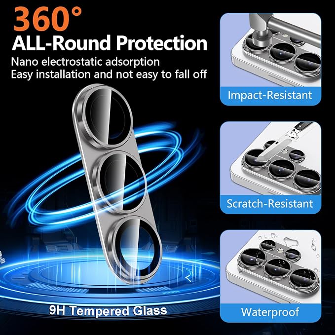 for Samsung Galaxy S26 Ultra Camera Lens Protector, Electroplated Matte Back with 9H Tempered Glass Lens Protector, [Strong Adsorption] [Case-Friendly] Metal Ring HD Clear Lens Cover, Gray