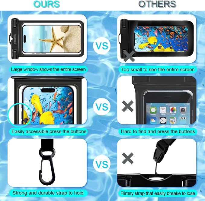 Waterproof Phone Pouch Case w/Lanyard, Cell Phone Dry Bag for iPhone 15 14 13 12 Pro Max XS Plus XR, for Galaxy S24 S22, IPX8 Waterproof Phone Holder for Vacation Pool Beach Swimming -4 Pack