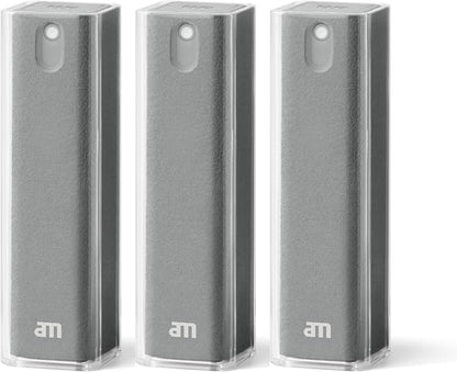 am Screen Cleaner Mist Spray with Microfiber Cloth Around – Alcohol-Free, Streak-Free Screen Cleaning Kit for Smartphones, Tablets, Laptops, Smart TVs & Car Screens, 3 Pack, Gray