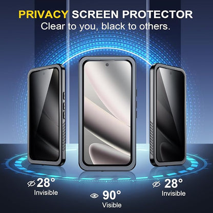 SPIDERCASE for Google Pixel 10 Pro XL Case Waterproof, [12FT Military-Grade Drop Protection] [IP68 Water Resistance] [Privacy Screen Protector] Full Body Protection Phone Case-Black