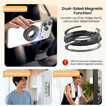 Nillkin FiberSnap Magnetic Phone Grip Ring Stand Holder, Removable Magsafe Phone Holder with Expanding Grip and Adapter Ring,360 Adjustable Kickstand Compatible with iPhone 17,16 Pro 15,14,13 (Black)