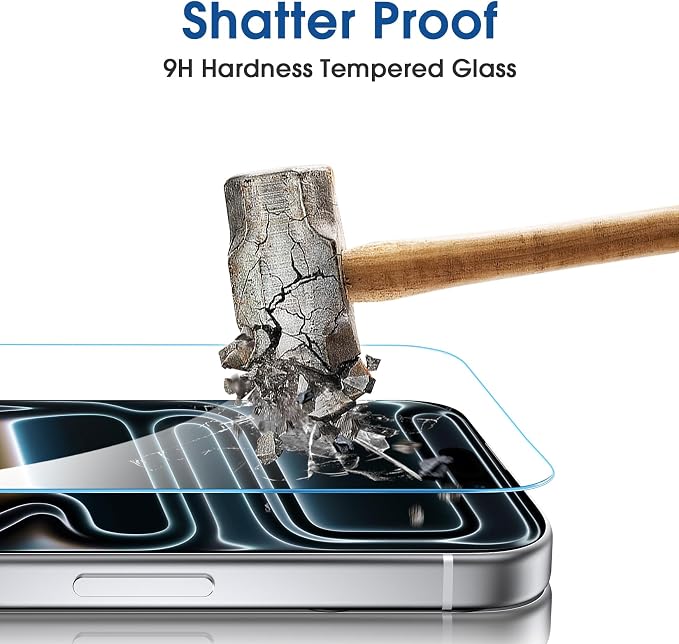 amFilm OneTouch Screen Protector for iPhone 17 Pro 6.3'' + Camera Lens Protector | Auto-Alignment Install | Bubble Free | 9H Tempered Glass | Shatterproof | FHD Clarity | Case Friendly | 2+4 Pack