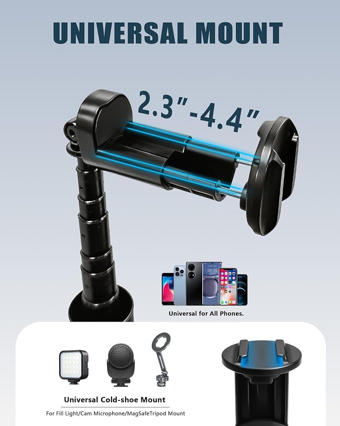 Automatic Phone Tripod, 67’’ Auto-Deploy Selfie Stick Tripod with Remote - 360° Rotatable Extendable - Portable Phone Tripod Stand for Video Recording on iPhone Android
