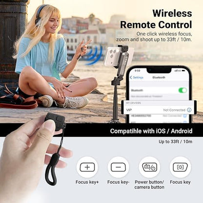 NEEWER Mini Tripod for Phone, Lightweight Foldable Small Selfie Stick Cell Phone Clamp Desk Stand with Remote & Cold Shoe Mounts Compatible with iPhone Android Samsung for Video Recording, PA986 Black