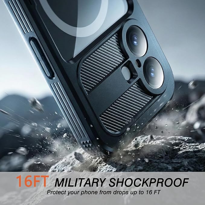 Magnetic for iPhone 17 Case Waterproof, Full-Body Protection Case with Built-in Screen and Camera Protector, Military Shockproof and Dustproof Phone Cover for iPhone 17,6.3" (Black/Clear)