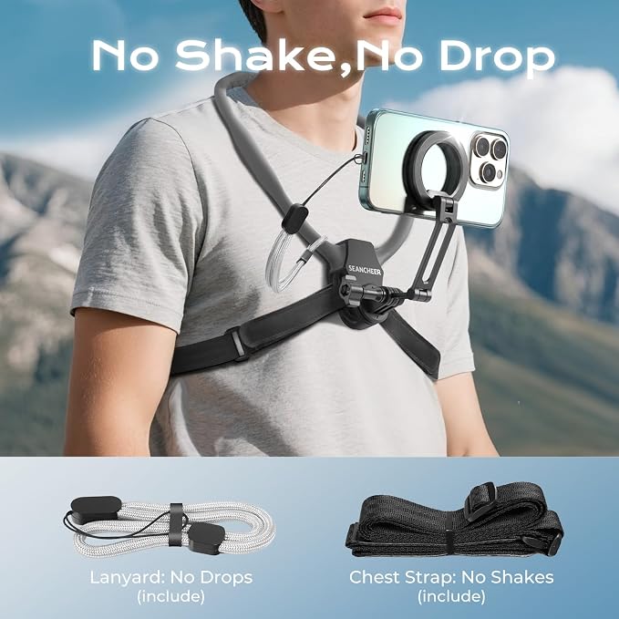 【2026 Extended Long】 Magnetic Neck Mount for Phones, 27.6" Hands-Free POV/Vlog Phone Holder for iPhone 17–12 & Android, Content Creator Essentials for Go Pro DJI, Comfortable Natural Shooting Angle