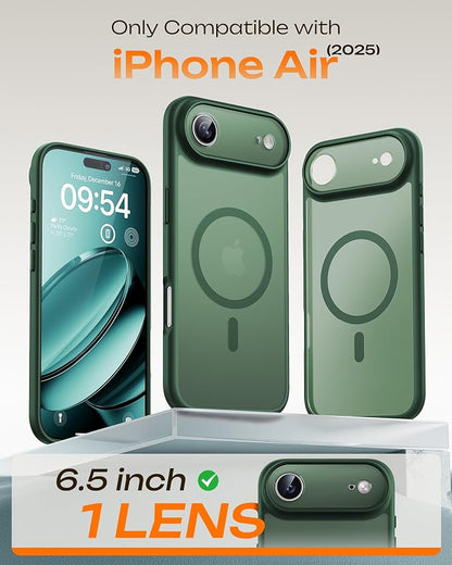 TOCOL for iPhone Air Case, Compatible with Magsafe Charger, Full Camera Protection, Drop Protection, Translucent Matte Phone Case for iPhone 17 Air 6.5 inch (Alpine Green)