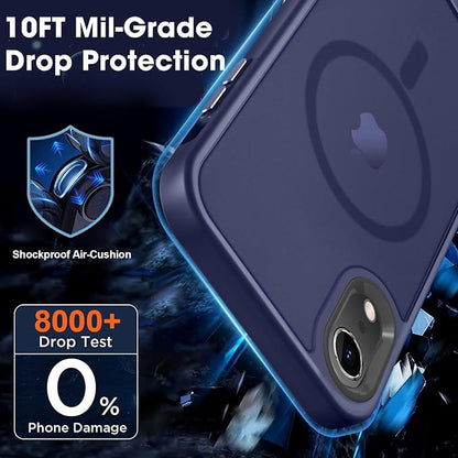 MOCCA Strong Magnetic for iPhone XR Phone Case, [Compatible with Magsafe][Mil-Grade Drop Protection] Slim Thin Translucent Matte Protective Cover Case for iPhone XR Case 6.1'', Deep Blue