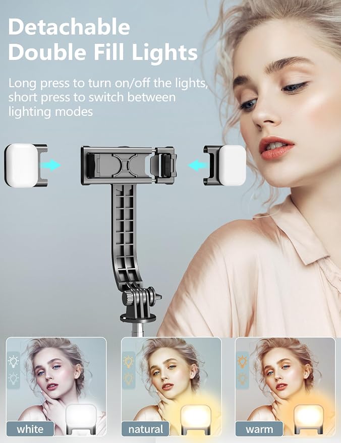 Selfie Stick Tripod with Light, 67'' Tripod with Wireless Remote, Portable Phone Tripod Compatible with iPhone 16/15 Pro Max/15/14 Pro/14/13, Samsung S22/ S23 Ultra/Android Smartphone