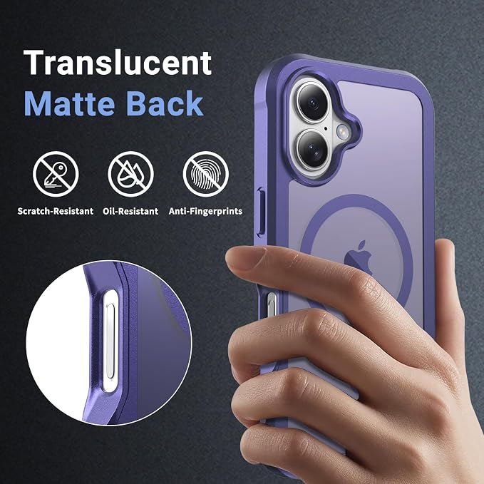 jaroco Magnetic for iPhone 16 Case, [Compatible with MagSafe][Military Grade Drop Protection][Heavy Duty Protection][Non-Slip][Shockproof] 2-Layer Durable Bumper Phone Case 6.1''-Dark Purple