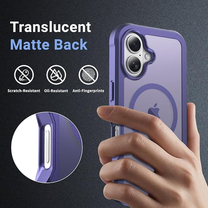 jaroco Magnetic for iPhone 16 Case, [Compatible with MagSafe][Military Grade Drop Protection][Heavy Duty Protection][Non-Slip][Shockproof] 2-Layer Durable Bumper Phone Case 6.1''-Dark Purple