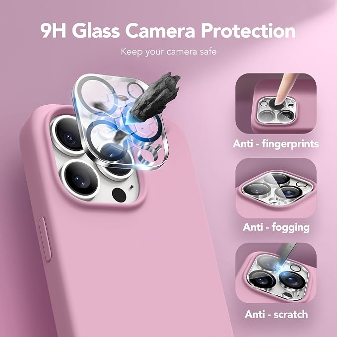 GONEZ for iPhone 14 Pro Max Case Silicone, Compatible with MagSafe, with Screen Protector + Camera Lens Protector, Liquid Silicone Shockproof Protective Phone 14 ProMax Case 6.7", Blackcurrant
