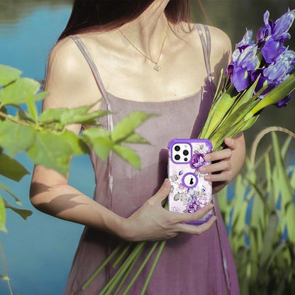 Hocase for iPhone 13 Pro Max Case, Heavy Duty Shockproof Protection Soft Silicone Rubber Bumper+Hard Plastic Hybrid Protective Case for iPhone 13 Pro Max (6.7") 2021 - Lavender Flowers