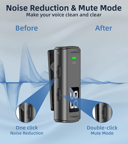 Wireless Lavalier Microphone for iPhone 17/16/15 Android - Mini Phone Microphone Clip on Lapel Mic with 35H Charging Case for Video Recording TikTok YouTube, 75Ft Transmission