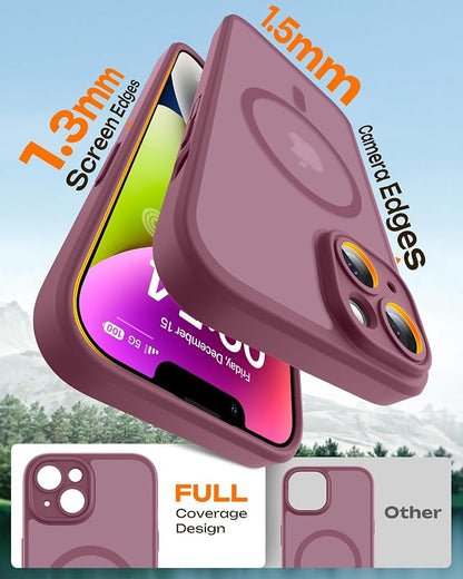 TOCOL for Phone 14 Case, Compatible with Magsafe Charger, Full Camera Protection, Drop Protection, Translucent Matte Phone Case for iPhone 14 6.1 inch (Plum)