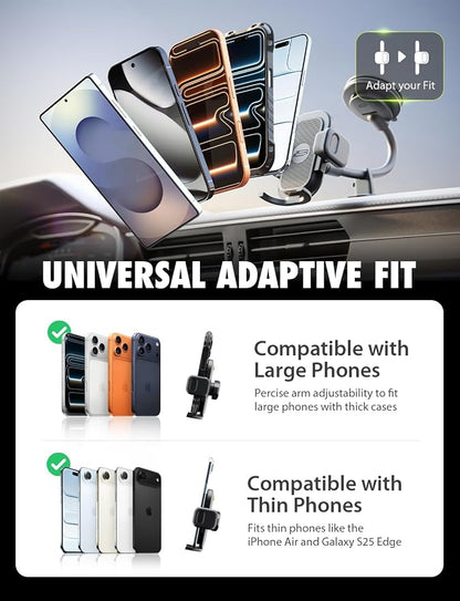 Bracketron TripGrip PRO Car Phone Holder Mount - Phone Holders for Your Car with 7.5" Flexible Gooseneck for Dash & Windshield - Compatible with Most Smartphones