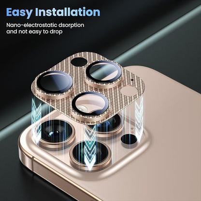 Uyiton for iPhone-16-Pro-Max/16-Pro/iPhone-14-Pro-Max/14-Pro Camera Lens-Protector: [Kevlar Weave Design][Strong Adsorption][Ultra-Thin] Metal Tempered Glass Rear Camera Screen Cover - Kevlar Gold