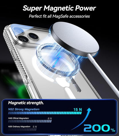 [Upgraded Full Camera Protection] for iPhone 17 Pro Max Case with Camera Cover Stand [Fit for MagSafe][10FT Mil-Grade Protection] Transparent Magnetic iPhone 17 Pro Max Phone Case, Clear