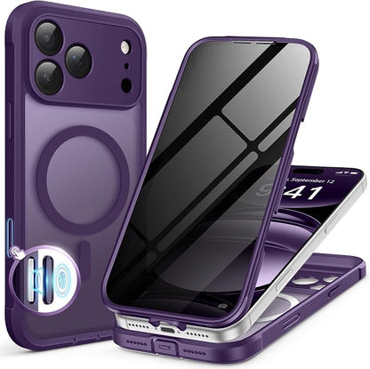 BERFY for iPhone 17 Pro Max Case, Compatible with MagSafe, Built-in Privacy Screen Protector, Camera Protection, Shockproof Full Body Phone Case 6.9", Translucent Deep Purple
