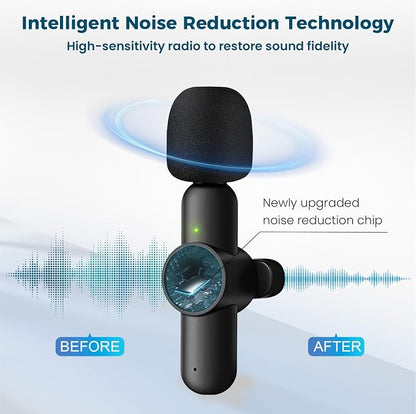 3 in 1 Mini Microphone,Wireless Lavalier Microphones for iPhone Android Camera USB-C,2.4G Ultra-Low Delay,Noise Reduction,Microphone Video Recording, Live Streaming (Black, 3microphone) (3) (3)