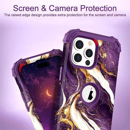 Hocase for iPhone 15 Pro Max Case, Heavy Duty Shockproof Protection Soft Silicone Rubber Bumper+Hard Plastic Hybrid Protective Case for iPhone 15 Pro Max 6.7" 2023 - Midnight Purple