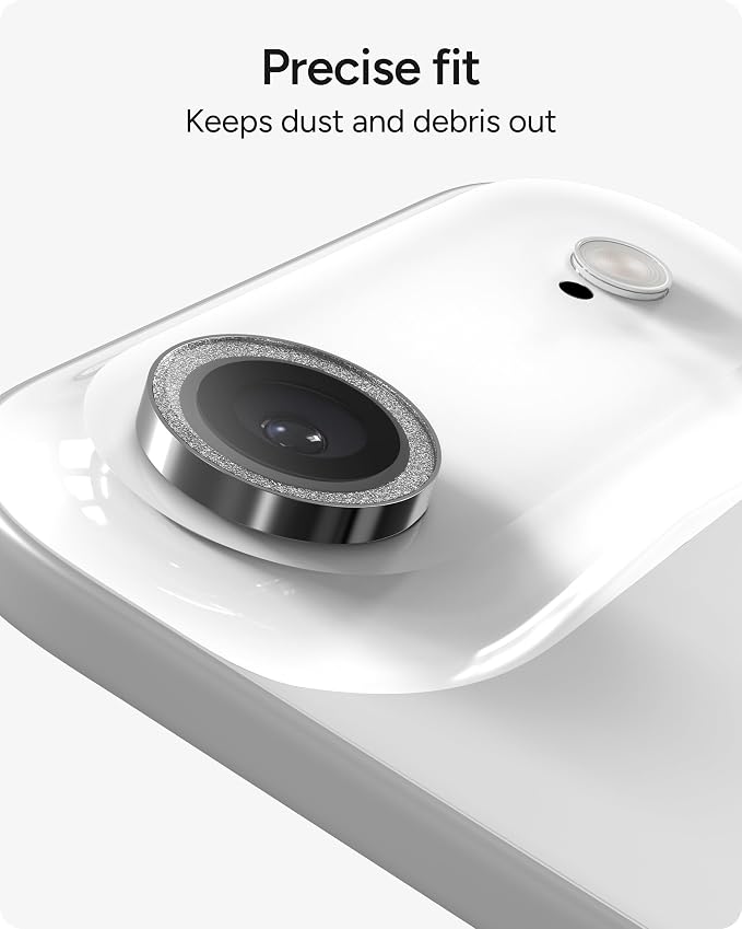 ZAGG iPhone Camera Lens Protector for iPhone Air - Silver Glitter, Camera Ring, Maximum Impact & Scratch Protection, Anti-Reflective Technology, Smudge-Resistant, Precise Fit, Glass Elite