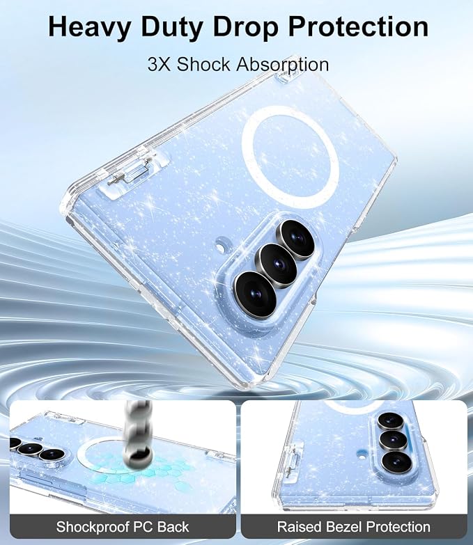 Btscase for Samsung Galaxy Z Fold 8 Ultra Case,Built in Front Screen Protector,[Compatible with MagSafe] Marble Hard PC Slim Shockproof Full Body Drop Protective Case for Z Fold 8 Ultra, Clear Glitter