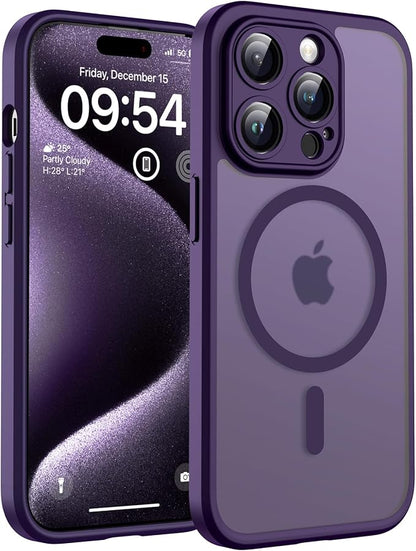 TOCOL for Phone 15 Pro Case, Compatible with Magsafe Charger, Full Camera Protection, Drop Protection, Translucent Matte Phone Case for iPhone 15 Pro 6.1 inch (Midnight Purple)