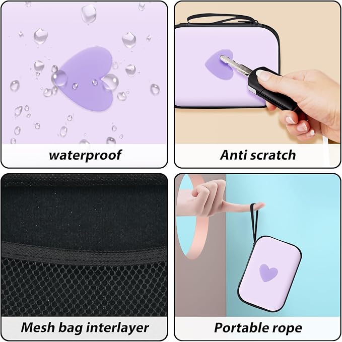 CameCosy DIY Phone Charger Case Storage Sets Cable Protector Earphone Wire Saver with Travel Storage Bag, Cute Cable Charger Protector Cord Organizer for iPhone (Purple Love Heart)