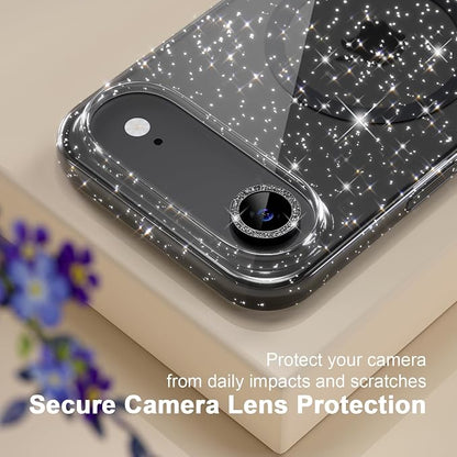 Choiche Magnetic for iPhone 17 Air Case Compatible with MagSafe, Women Cute Glitter Sparkly Phone Case with Diamond Camera Lens Protectors, Military-Grade Drop Protection 6.5" (Black)
