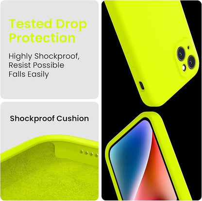 FireNova Designed for iPhone 13 Case, Silicone Upgraded [Camera Protection] Phone Case, Soft Anti-Scratch Microfiber Lining Inside, 6.1 inch, Fluorescent Green
