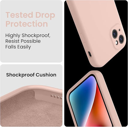 FireNova Designed for iPhone 13 Case, Silicone Upgraded [Camera Protection] Phone Case, Soft Anti-Scratch Microfiber Lining Inside, 6.1 inch, Pinksand