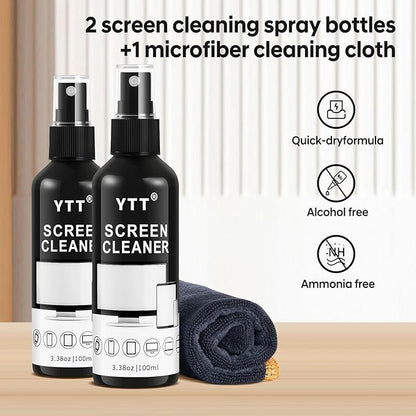 Screen Cleaner Spray Kit (2X) - TV Screen Cleaner Spray and Microfiber Cleaning Cloth, Computer Screen Cleaner for LCD LED OLED TV, Car, Smartphone, iPad, Laptop, iPhone, MacBook (2 Pack)