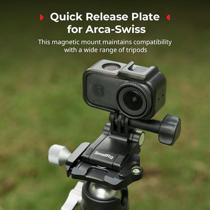 SmallRig Magnetic Mount for Action Camera, for DJI Osmo Nano/Action 4/5 pro, for GoPro Hero 13/12/11, with Quick Release Plate for Arca-Swiss, 1/4"-20 Locating Hole, Ultra-Low-Angle Shooting