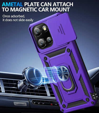 Taisairu for Motorola Moto G 2025/G 2026/G Play 2026 Case with Screen Protector & Slide Camera Lens Cover, Built-in Ring Stand Case for Moto G 2026/G 2025/G Play 2026 (Purple)