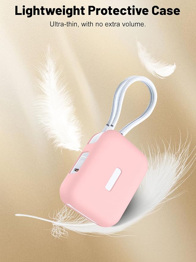 Silicone Protective Case Compatible with TORRAS EasyGo Power Bank 45W Ultra-Fast Charging 10000mAh, Full-Body Protective Cover with Precise Cutouts, Shockproof & Scratch-Resistant Sleeve (Pink)