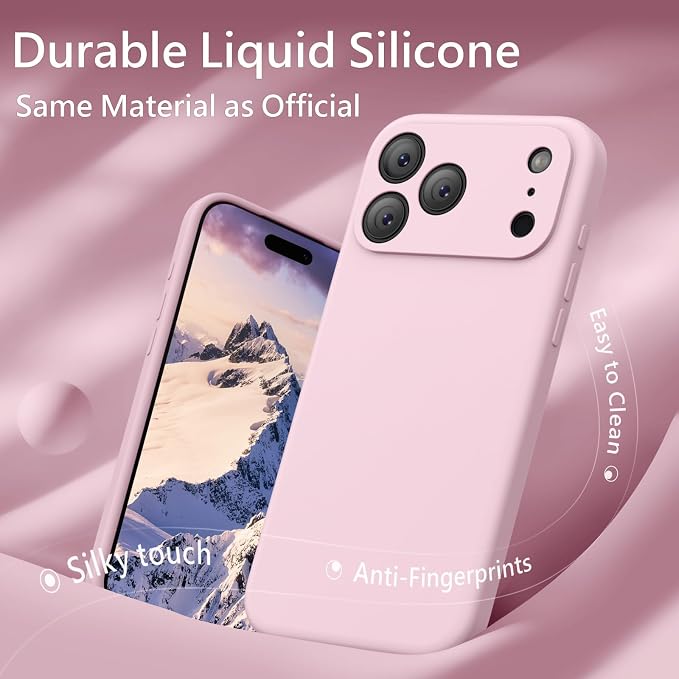 FireNova Magnetic for iPhone 17 Pro Case, Compatible with MagSafe, [Integrated Silicone Camera Control Button] [Camera Protection] Anti-Scratch Microfiber Lining Phone Case, 6.3", Chalk Pink