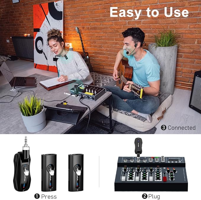 KIMAFUN Wireless Lavalier Microphone System, Wireless 2.4GHz Lapel Mics Handheld Mic 2 in 1 for Teaching, Teachers, Speech, Tour Guiding, Speaker, Amplifier, PA System, Broadcast, KM-G70(2TX1RX)
