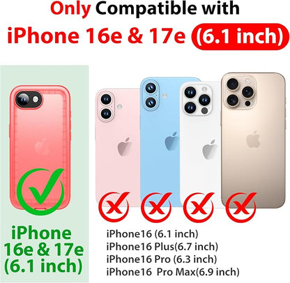 SPORTLINK for iPhone 16e/17e Waterproof Phone Case - Built in Screen & Camera Lens Protector,6.6FT Military Dropproof/Shockproof/Dustproof/IP68 Underwater for iPhone 16e/17e 6.1 inch Frosted Pink