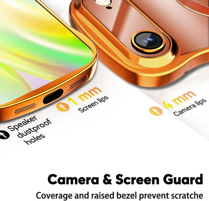 Misscase for iPhone Air Case with Privacy Screen Protector,Compatible with MagSafe,Cute Wave Frame Anti-Scratch Case with Camera Lens Protector Plating Bling Case for iPhone 17 Air Orange