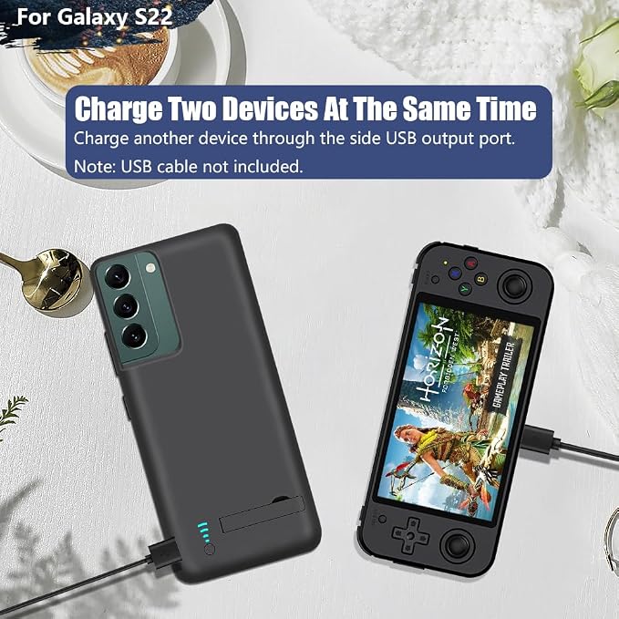 [New Version Battery Case for Samsung Galaxy S22, 4800mAh Rechargeable Extended Battery Charging Charger Case, Add 100% Extra Juice (6.1 Inches) Black
