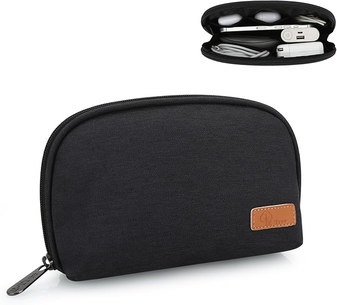 E-Tree Small Tech Pouch Organizer Bag (7.8" x 5") – Travel Electronics Accessories Case for MacBook Charger, USB-C Adapter, Cables, Power Bank, Mouse, SSD, Dongle & Hub | Foam Padded