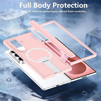 For Samsung Galaxy Z Fold 8 Ultra Case with Kickstand & Screen Protector | MagSafe-Compatible,Military Grade Drop Tested Non-Slip Slim Shockproof Case for Samsung Galaxy Z Fold 8 Ultra-Sakura Pink
