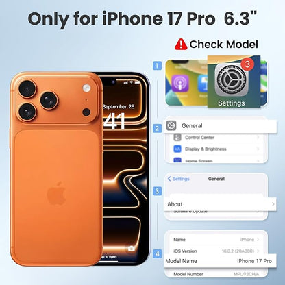 Mitywah Waterproof Case for iPhone 17 Pro, Rugged Metal Case with Built-in Screen Protector, Heavy Duty Full Body Shockproof Protective Cover 6.3 inch, Orange