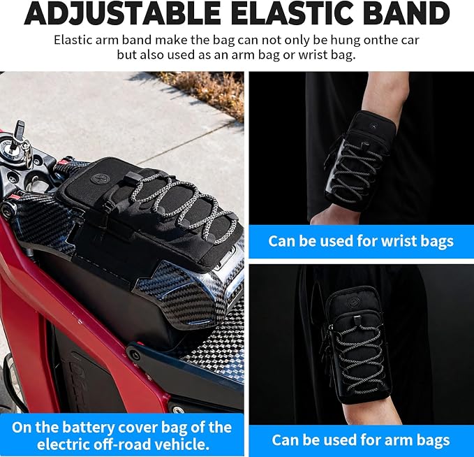 Phone Bag for Ebike, Multi-functional Motorcycle Front Frame Bag for Electric Dirt Bike, Phone Pouch Phone Armband for Outdoor Cycling Running Hiking (Black)
